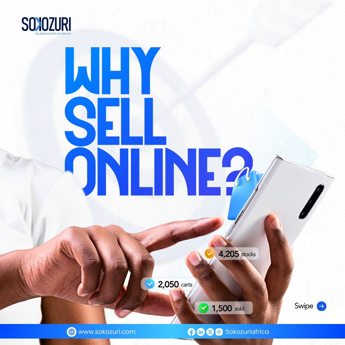SokozuriAfrica's tweet photo. Turn your passion into profit!

Discover why selling online is the smart move for your business.

Visit https://t.co/LTdaFZ2c0G to start selling!🛍️

#sokozuriafrica #maximizesales #marketingdigital
#buyafrican #explore #explorepage
#ecommercebusiness #LaCasaDeLosFamososCol2 https://t.co/QjoDpseWsg