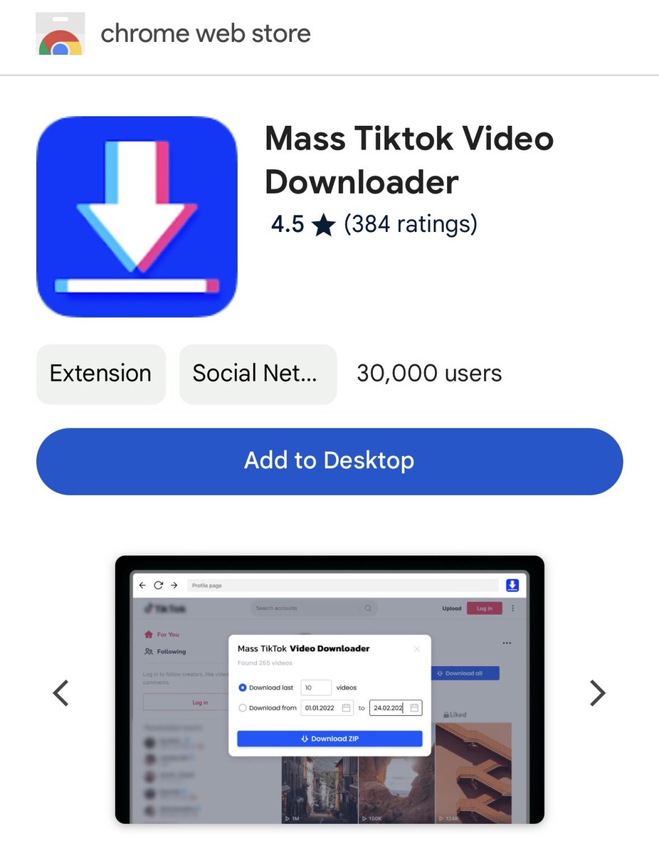 ECOM TOOL YOU NEED #1 - MassTT

MassTT extension is a bulk video downloader from any TikTok pages without watermarks. Allows you to download both individual videos and all at once.