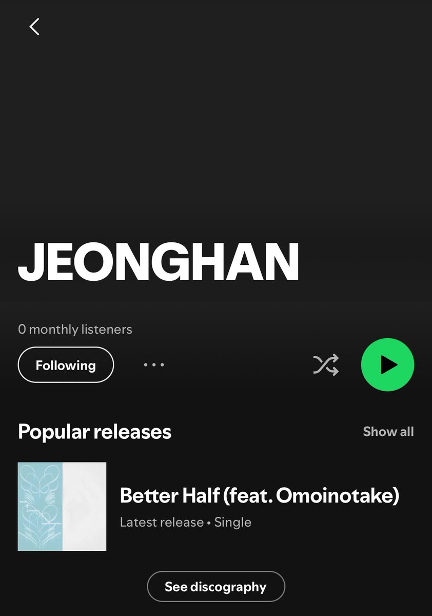 yjhanzone's tweet photo. jeonghan's solo profile on spotify has been created upon the release of "better half" ft. omoinotake! please make sure to give his profile a follow 🩷

🔗 https://t.co/vXEksbc4yU 
#정한이는_캐럿들의_영원한_반짝 #MyBetterHalfJEONGHAN #정한 #JEONGHAN https://t.co/k4Q4EcmVy0