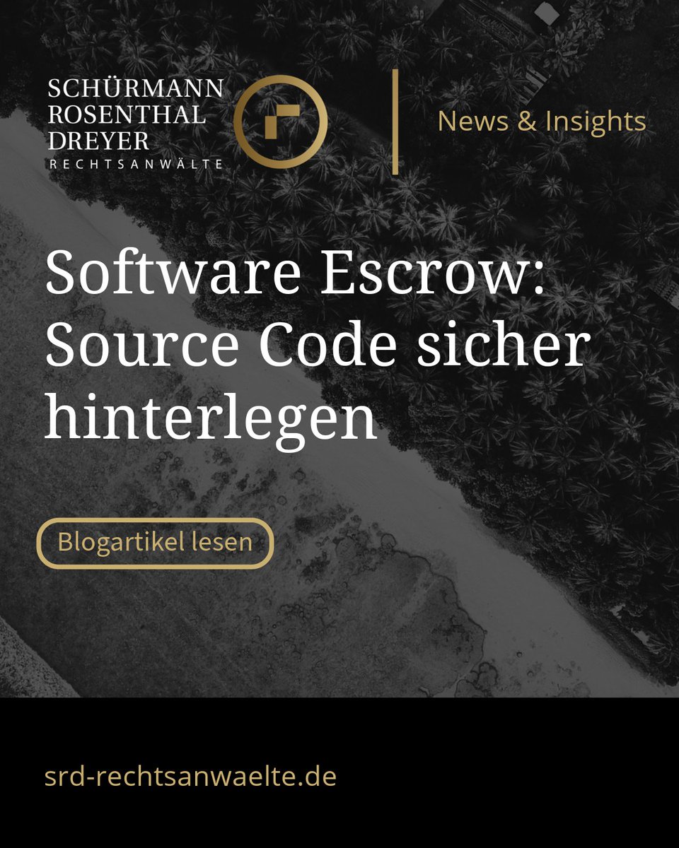 SRD_RA's tweet photo. #SoftwareEscrow schützt Unternehmen vor den unerwarteten Risiken, die durch Abhängigkeit von #Software-Anbietern entstehen – bspw. bei Insolvenz. Wir zeigen auf, wie Sie mit einer #Escrow-Lösung Ihre Sicherheit erhöhen.

Mehr lesen: https://t.co/kLw93xNnDd

#Quellcode #Compliance https://t.co/Z8SWrmV8tg