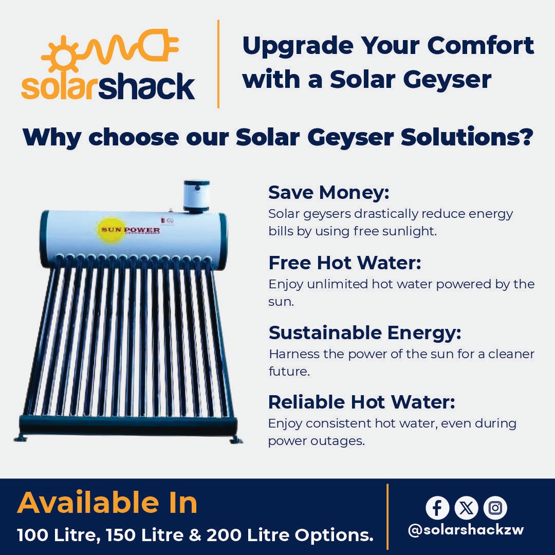 Upgrade Your Comfort with a Solar Geyser

Call: +263785548717 | +263773638387 | +263775738383 | +263712124393
Add: 76 Churchill Avenue, Alex Park, Harare
Email: sales@solarshack.co.zw

#solarshackzw
#solarenergy
#solarsystem
#solarpower