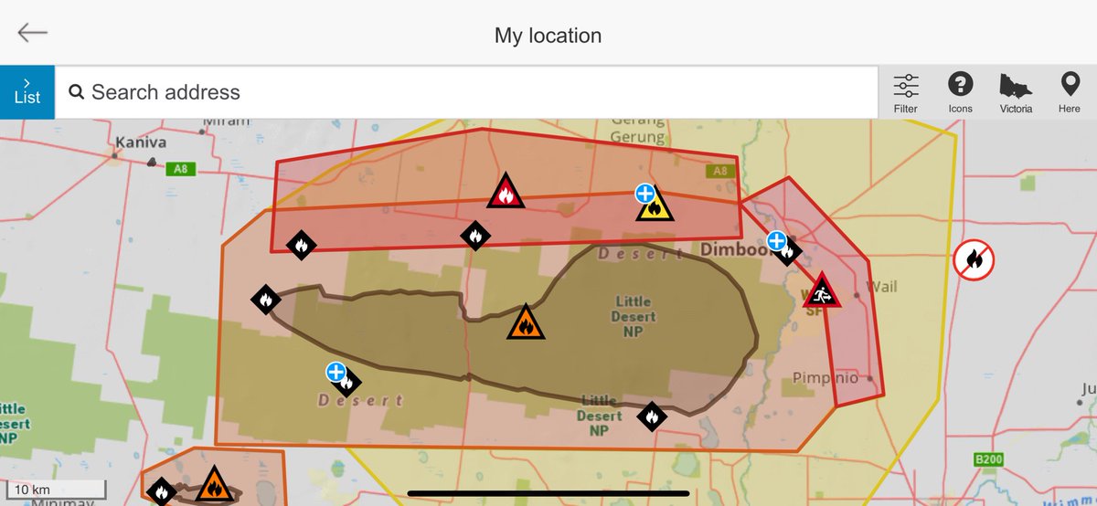 Emergency_Life's tweet photo. ๐ฆ๐บ๐จ #Dimboola. #VicFires in the #LittleDesert National Park have grown dramatically in last few hours. Town of Dimboola under EMERGENCY WARNING as are areas North of the Park. Western Hwy impacted. Follow @VicTraffic and @vicemergency @abcmelbourne @CFA_Updates https://t.co/SOAIL6eNFG