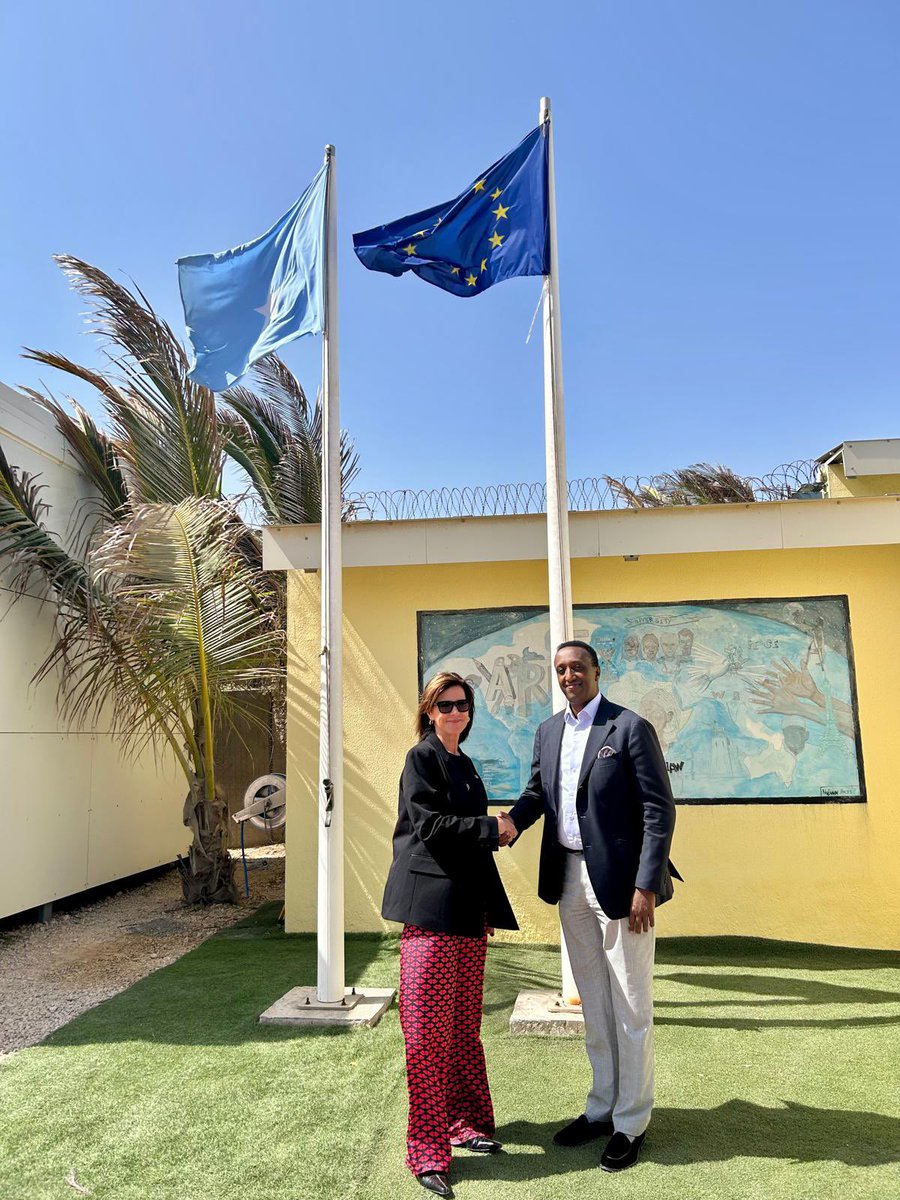 EU Ambassador, Karin Johansson, met with Abdikarim Ahmed Hassan, Chairperson of the Independent National Electoral and Boundaries Commission. Discussion focused on inclusive elections and work of @NIEBCsomalia 🇪🇺🇸🇴