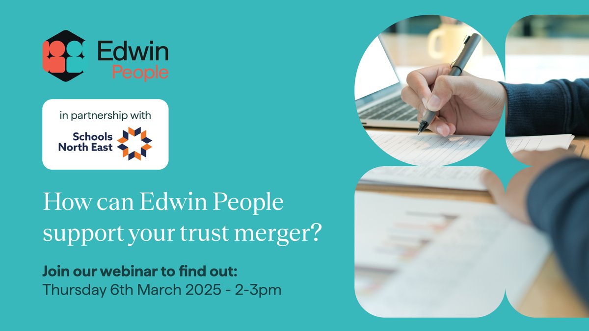TheEdwinPeople's tweet photo. It was great to meet leaders at #SNEAcademies25 last week, where trust mergers were a hot topic.
We’ve listened and are thrilled to partner with @SCHOOLSNE to deliver a webinar supporting trusts through the process.

Book your place at: https://t.co/hpSM324udc https://t.co/s2AKE8qrly