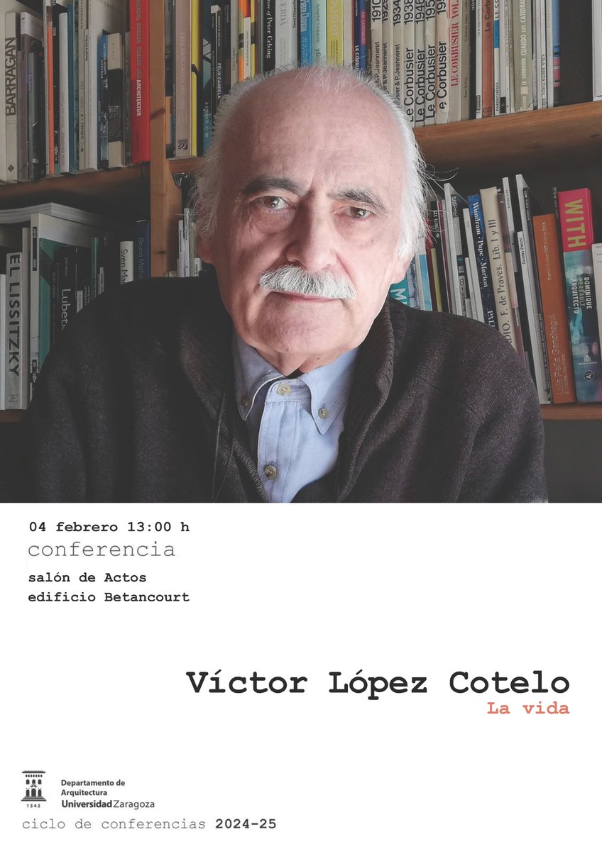 El próximo martes, 04 de febrero, a las 13h, en el salón de actos del edificio Betancourt, tendrá lugar la conferencia de VICTOR LÓPEZ COTELO (Madrid, 1947), arquitecto ampliamente reconocido y profesor en la Escuela de Arquitectura de Madrid y Múnich.
Os animamos a asistir