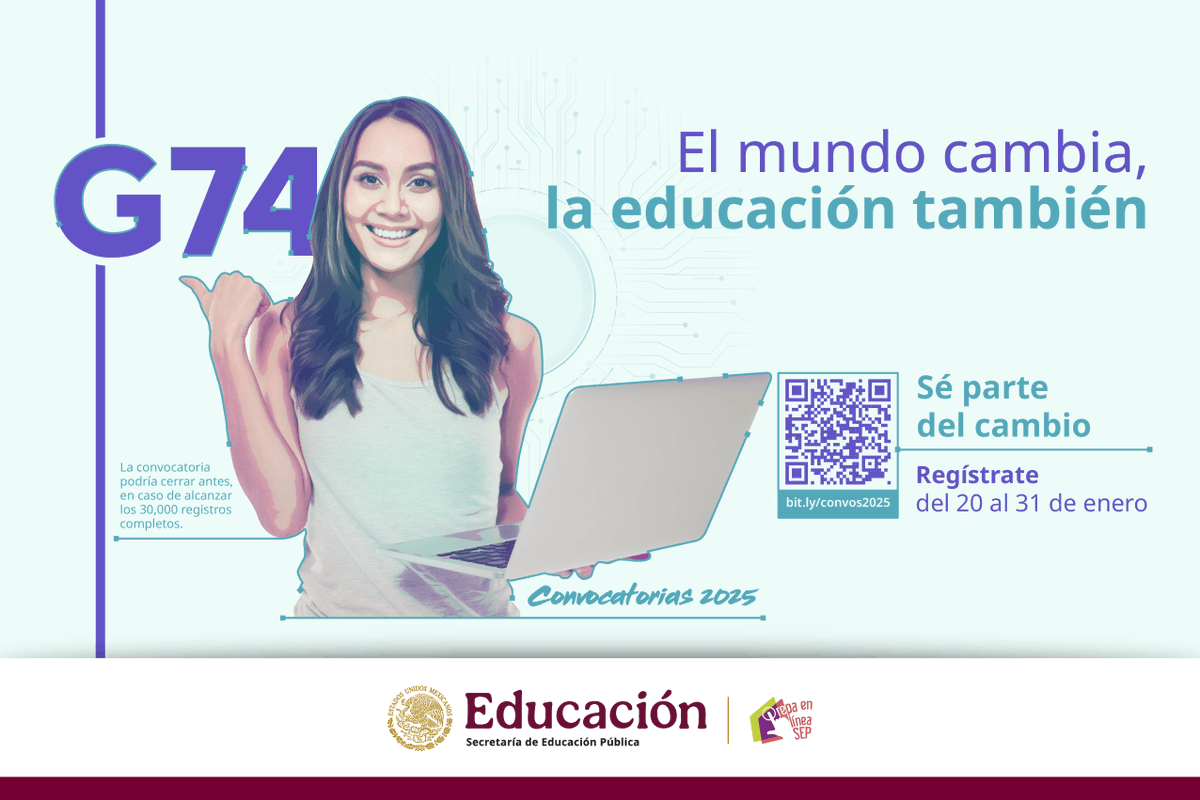 EmbaMexIta's tweet photo. 💡¡Aún estás a tiempo!
Si eres mexican@, cuentas con certificado de secundaria y quieres realizar estudios de bachillerato, inscríbete en la #PrepaEnLíneaSEP, #G74. 👩💻🧑💻
✍️Este es el enlace para consultar la Convocatoria: https://t.co/tcoZPFyGvD
¡Sé parte del cambio!📚 https://t.co/WhevyC4m1r