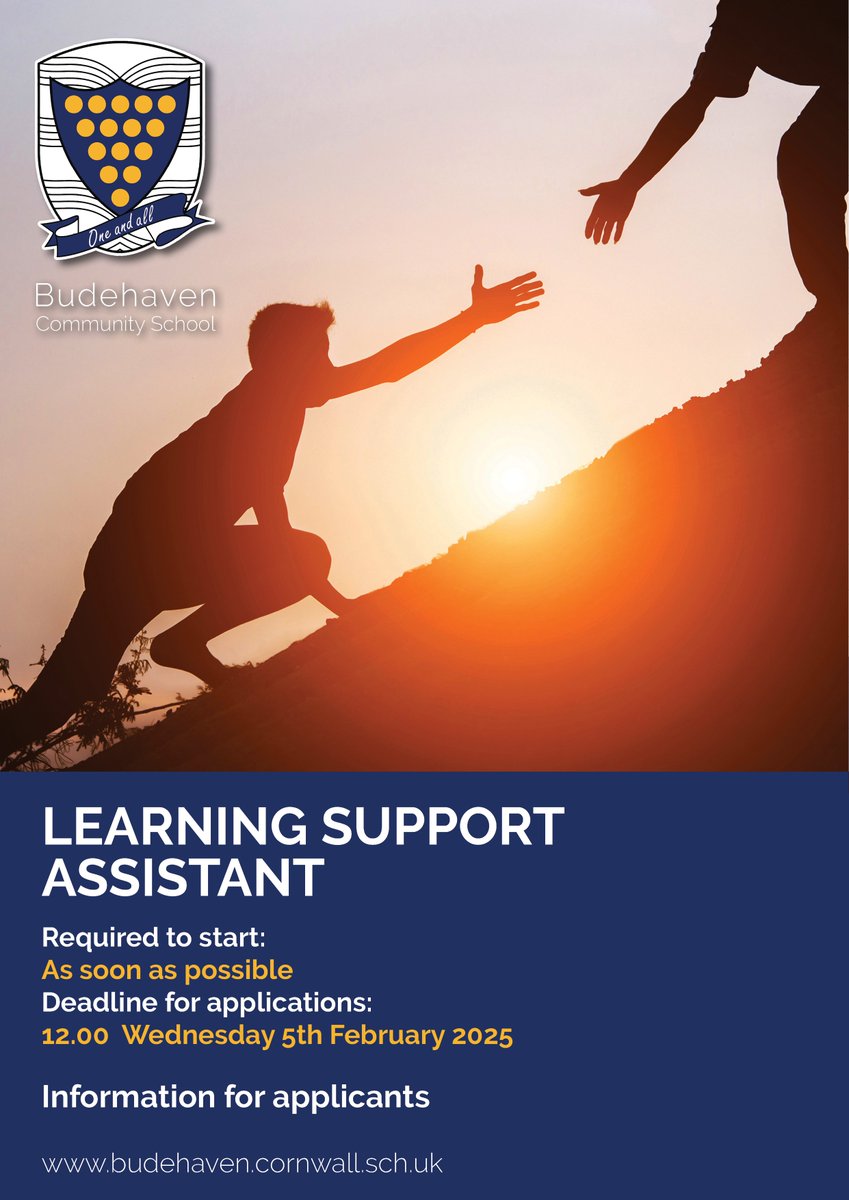 Job Opportunity at Budehaven School.
We are looking for a Learning Support Assistant.
Find out more:
budehaven.cornwall.sch.uk/LSA-Learning-S…
#edujobs #budejobs #lsa #Jobs