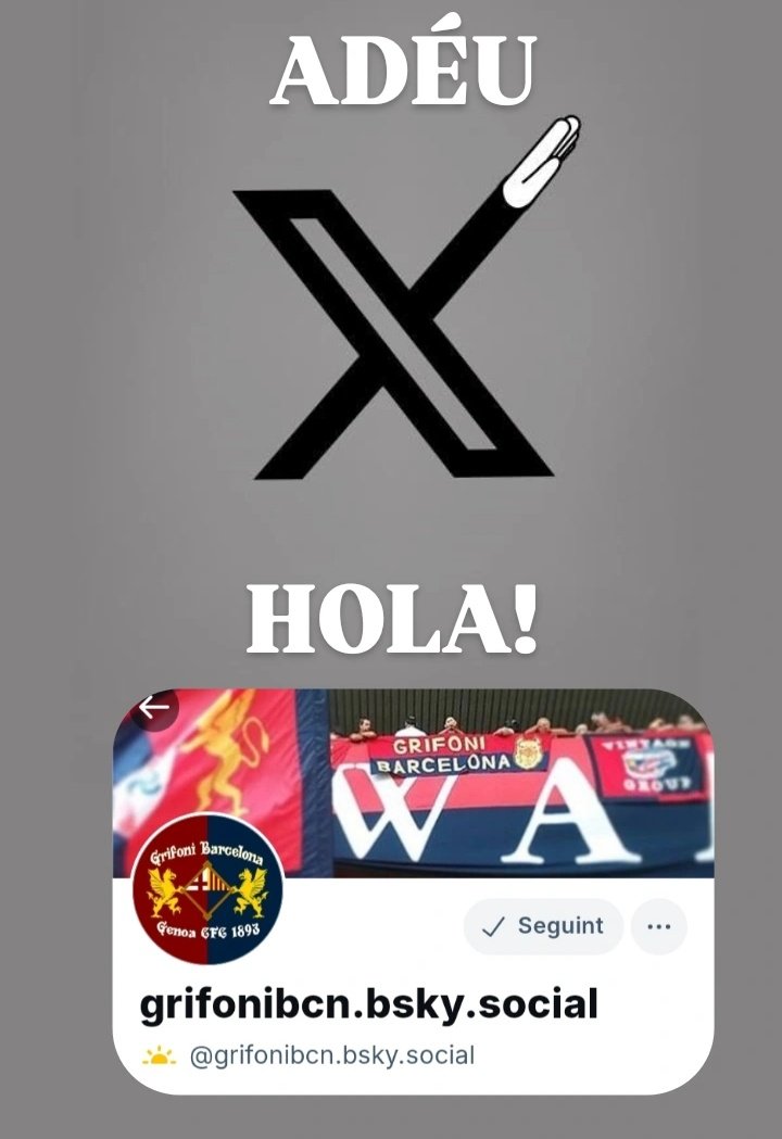 Grifoni_BCN's tweet photo. AVUI DEIXEM LA XARXA SOCIAL X.
ENS VEIEM A BLUESKY! https://t.co/wnFWnNKf5t