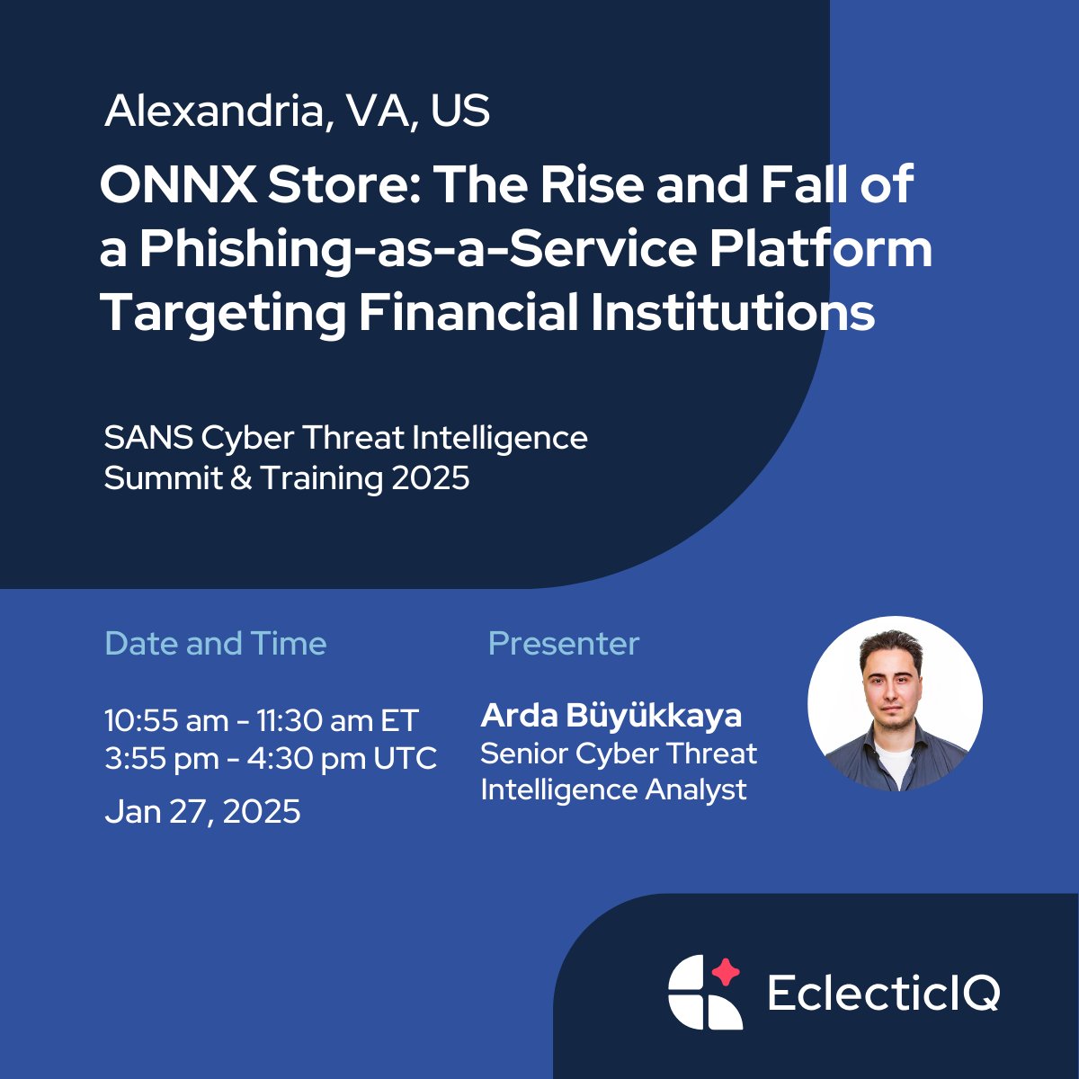 Catch Arda Büyükkaya today at #SANSCTI2025, presenting "ONNX Store: The Rise &amp; Fall of a Phishing-as-a-Service Platform Targeting Financial Institutions." Don't miss out!

#CyberThreatIntelligence #Phishing #CyberSecurity