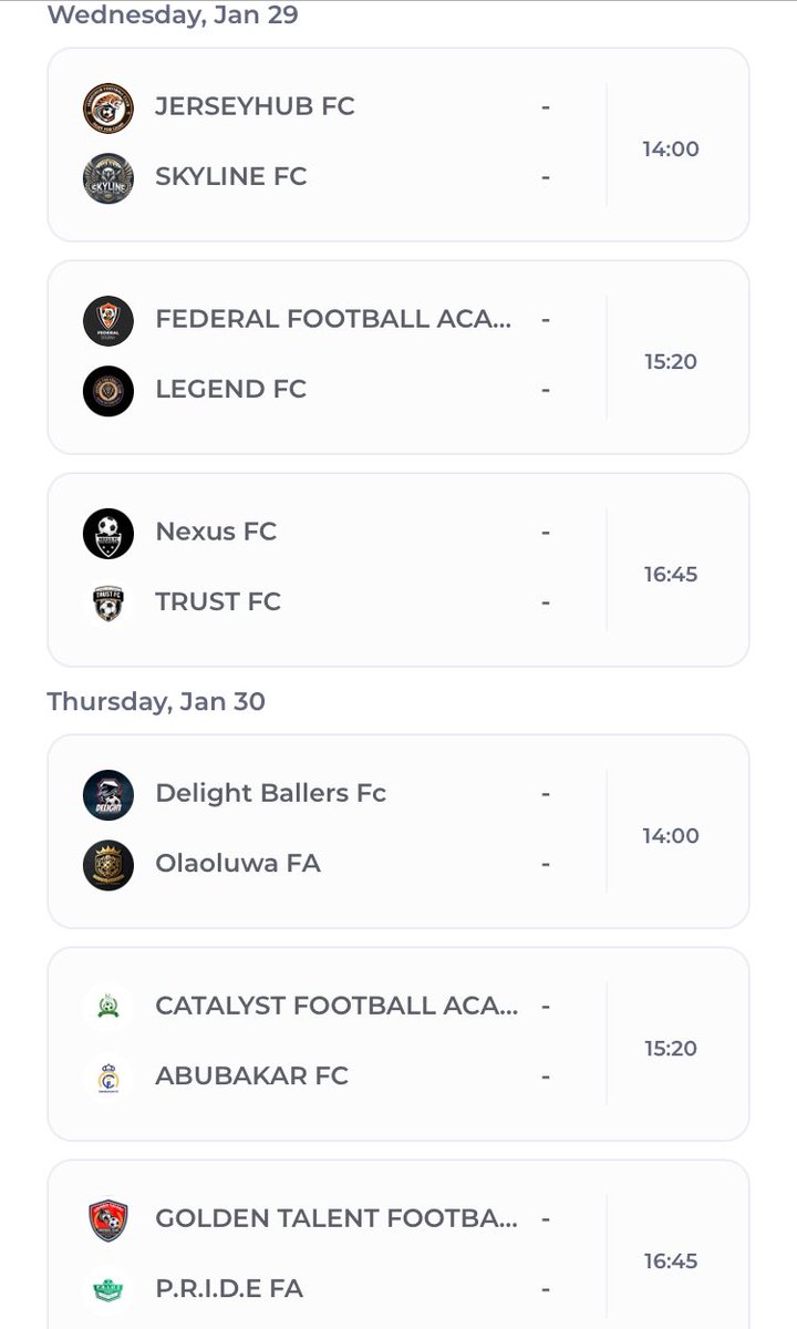 kwasususport's tweet photo. Match week 10 fixtures 
Ultimate showdown 3.0 
Federal FA vs Legend FC
TOP OF THE TABLE CLASH https://t.co/1TismZbS3r