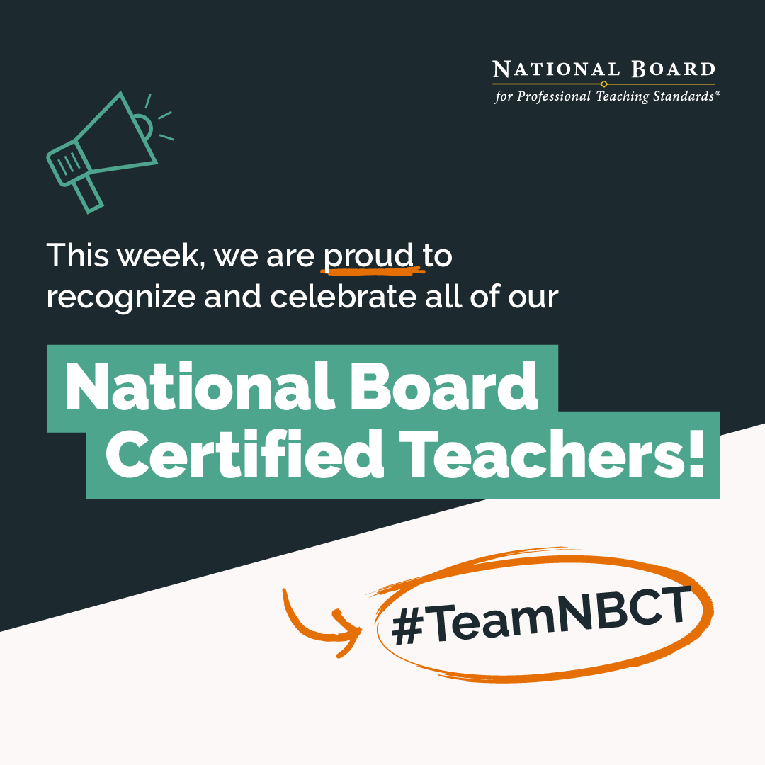 NBPTS's tweet photo. It’s #TeamNBCT Week! Join us in celebrating all National Board Certified Teachers and their commitment to advancing excellence in teaching classrooms nationwide! #NBCTstrong https://t.co/D3NSx68n9H https://t.co/k1jXKgYo1q
