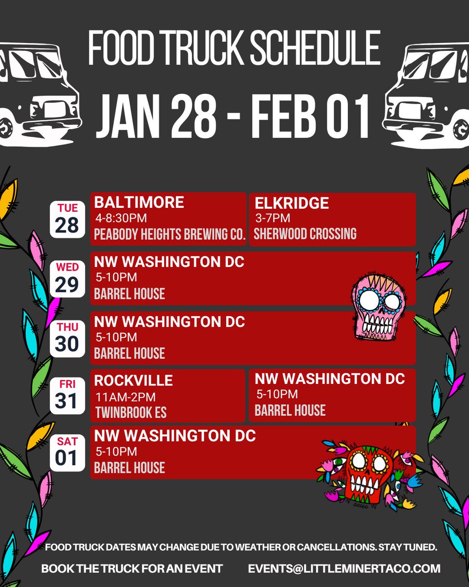 This week’s truck schedule is here yall!