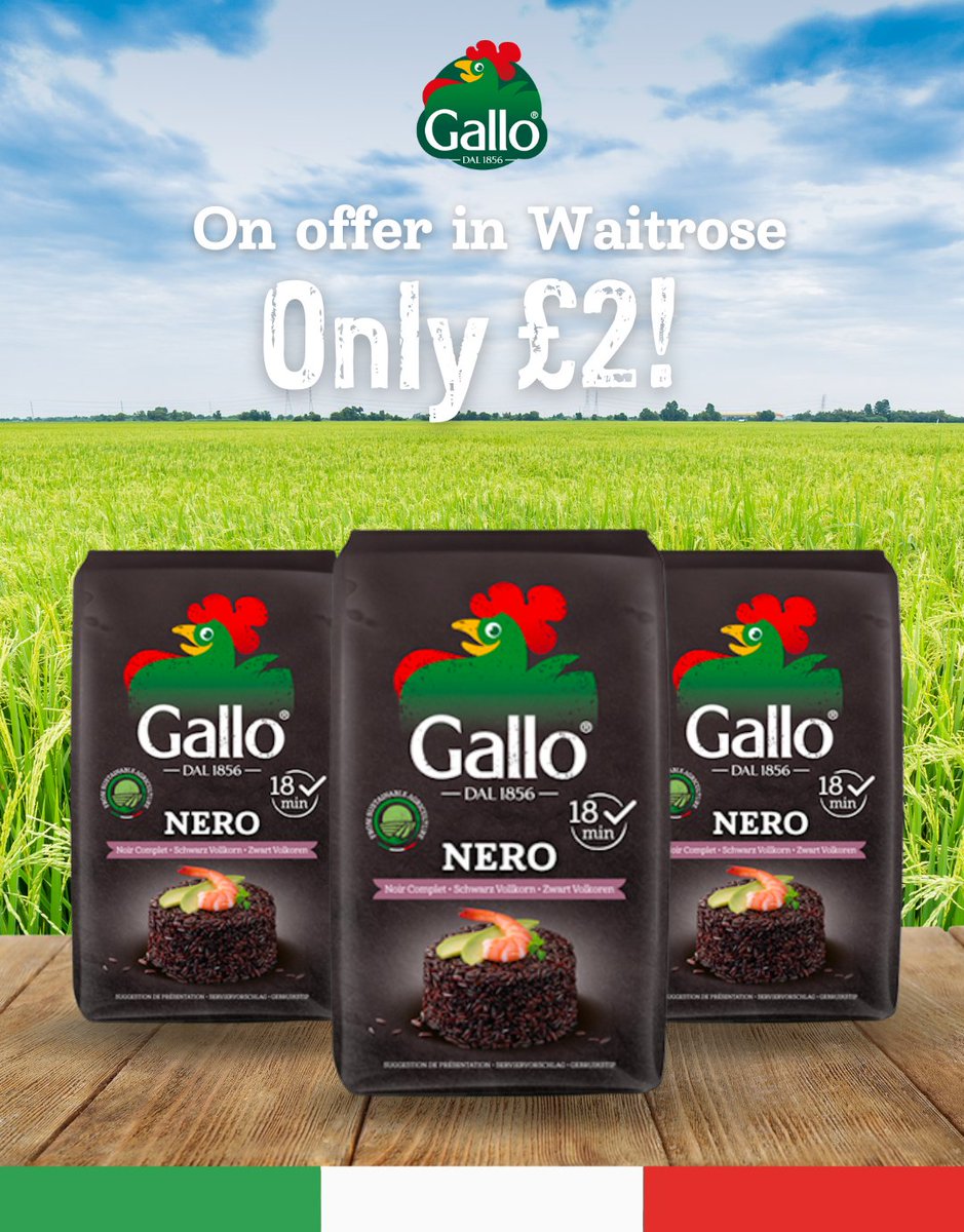 Riso Gallo Nero Rice is packed with fibre, antioxidants and rich, nutty flavours, making it the perfect choice for delicious and nutritious meals. Grab it while it's on offer in @Waitrose for only £2! 

#SupermarketDeal #WaitroseOffer #OnOfferinWaitrose #WaitroseDeals