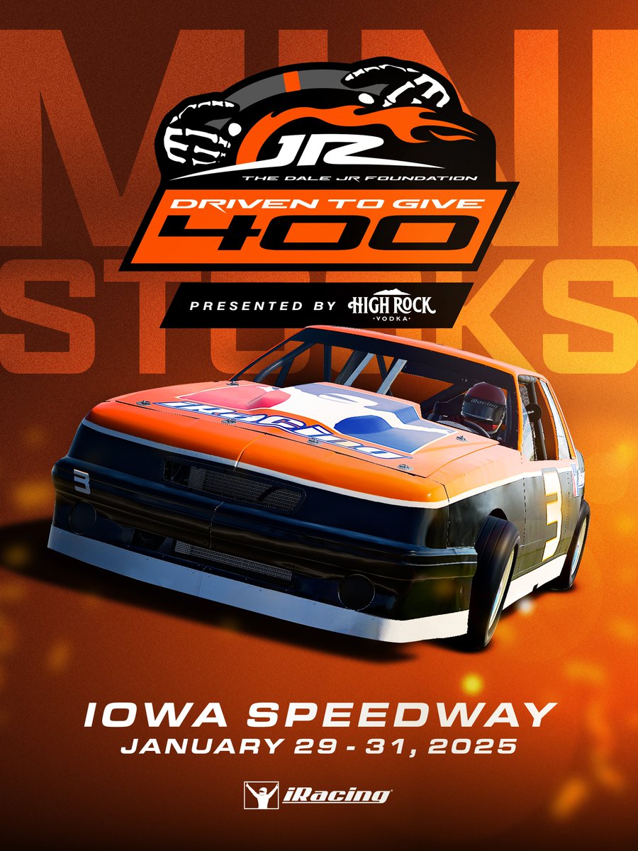 iRacing's tweet photo. The Driven to Give 400 benefitting the Dale Jr Foundation is THIS WEEK! https://t.co/aWFouNC0fb