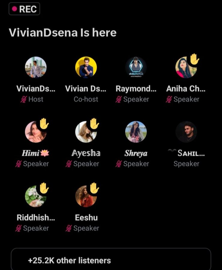 Lubna_Lah's tweet photo. A massive 25K+ fans strong with @VivianDsena01 in the X space today, &amp; every single one adds to the magic! 💫🔥

Your journey, #VivianDsena, is our joy. 
Here's to more love, more milestones, and endless inspiration. 🩷✨️

#VDians @NouranAly01 https://t.co/2OKPddZZby