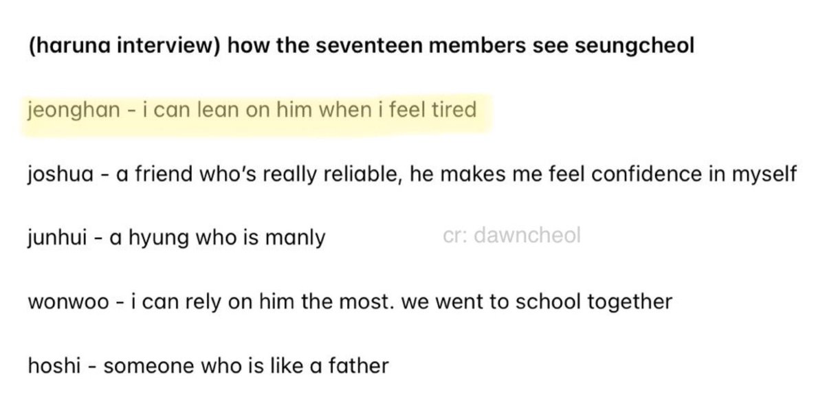 jeonghannisms's tweet photo. "to jeonghan, who became my greatest source of strength and escape" &amp; "to seungcheol - i can lean on him when i feel tired", 
a small dive into the precious dynamics between seungcheol and jeonghan, a thread: https://t.co/MlInPSOovz