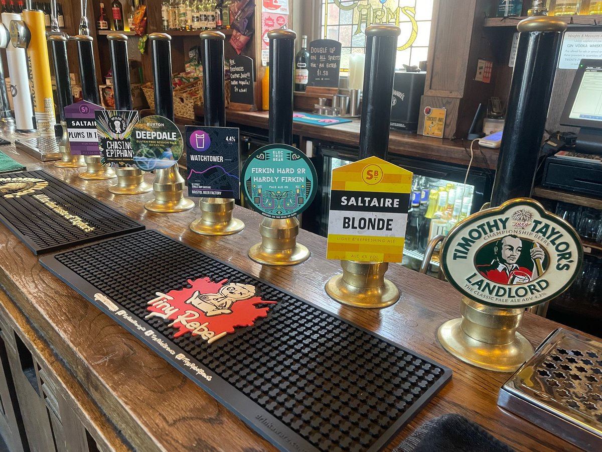 Cask line up for today!! <a href="/TimothyTaylors/">Timothy Taylor's Brewery</a> <a href="/SaltaireBrewery/">Saltaire Brewery</a> <a href="/BrisBeerFactory/">Bristol Beer Factory</a> <a href="/WildeChildBeer/">WildeChildBrewingCo.</a>