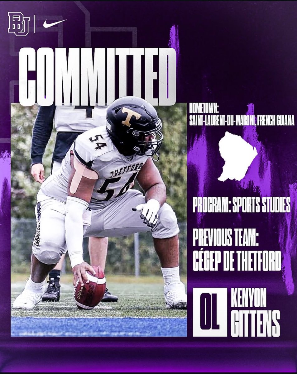 Excited to announce that OL Kenyon Gittens has chosen to continue his Academic and athletic journey with Bishop's Gaiters 🏈. He will be pursuing a degree in Sport Studies. #BleedPurple 🐊🐊🐊