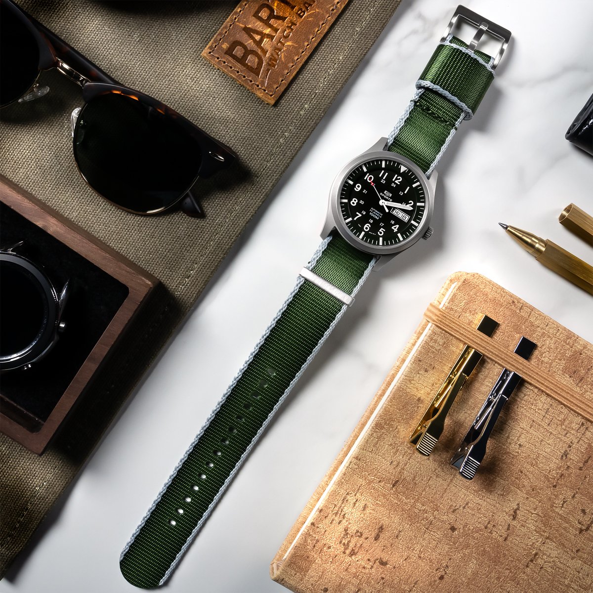 Crafted from premium seat belt weave nylon with custom stitching and 316L surgical grade stainless steel, this NATO-style strap is waterproof, washable, and fit for all occasions. 

#bartonbands #bartonwatchbands #wristwatch #watchlovers #watches #watchcollector #instawatch