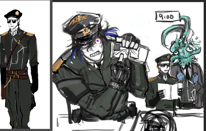 #下班后进枣
画点军旅题材的oc鬼扯漫画,世界观是架空的。看起来像甲亢的这位是主角,主要内容是讨论裤裆那点事儿,是单元剧+色图的形式,可以把单元剧当成前戏,我想了大概五话左右的内容。🥹 