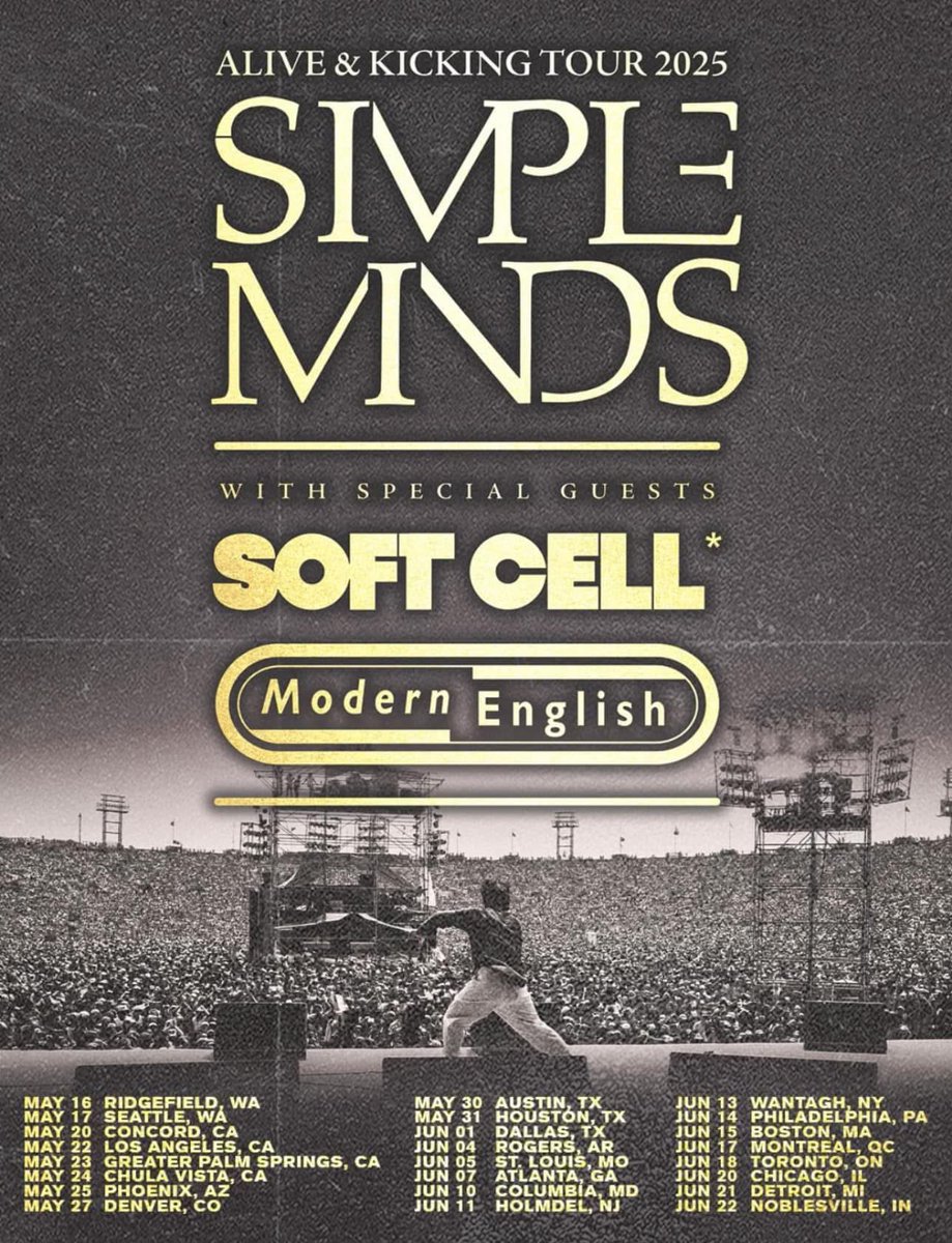 JakeRudh's tweet photo. Simple Minds Announce Biggest North American Tour in 4 Decades

With special guests Soft Cell and Modern English https://t.co/NuoZow7Baa
