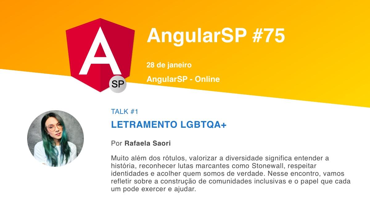 AngularSP's tweet image. O primeiro meetup do AngularSP será AMANHÃ (28/01)!!! 🚀
Nossa primeira talk será com a Rafaela Saori, falando sobre Diversidade e Construção de comunidades inclusivas 🗣️
Bora, pois está imperdível!!!
Nos vemos às 19h no nosso canal do Youtube:
youtube.com/@angularsp3351
