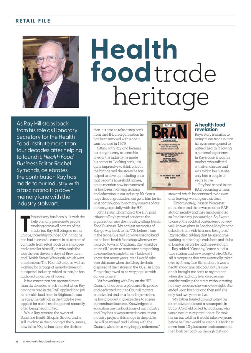 As Ray Hill steps back from his role as Honorary Secretary for the Health Food Institute more than four decades after helping to found it, Editor Rachel Symonds, celebrates the contribution Ray has made to our industry 👉 healthfoodbusiness.co.uk/flipbook/febru…