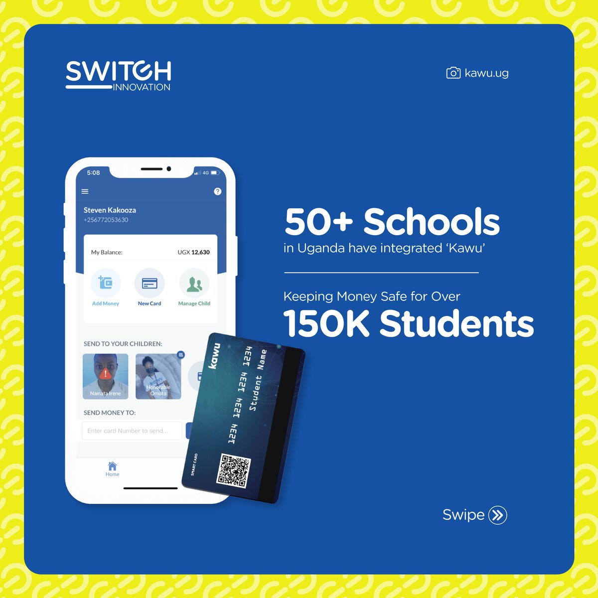 Switch_AFR's tweet photo. Still, in observance of this year’s International Day of Education, we laud @nzekakooza and his team for their innovative work on the @kawu_ug App, a fintech platform.

Swipe for details.

Switched:  @muganziwinter

@IMChallengeug
#SwitchAfrica #ShapingCulture #ShapingTheFuture