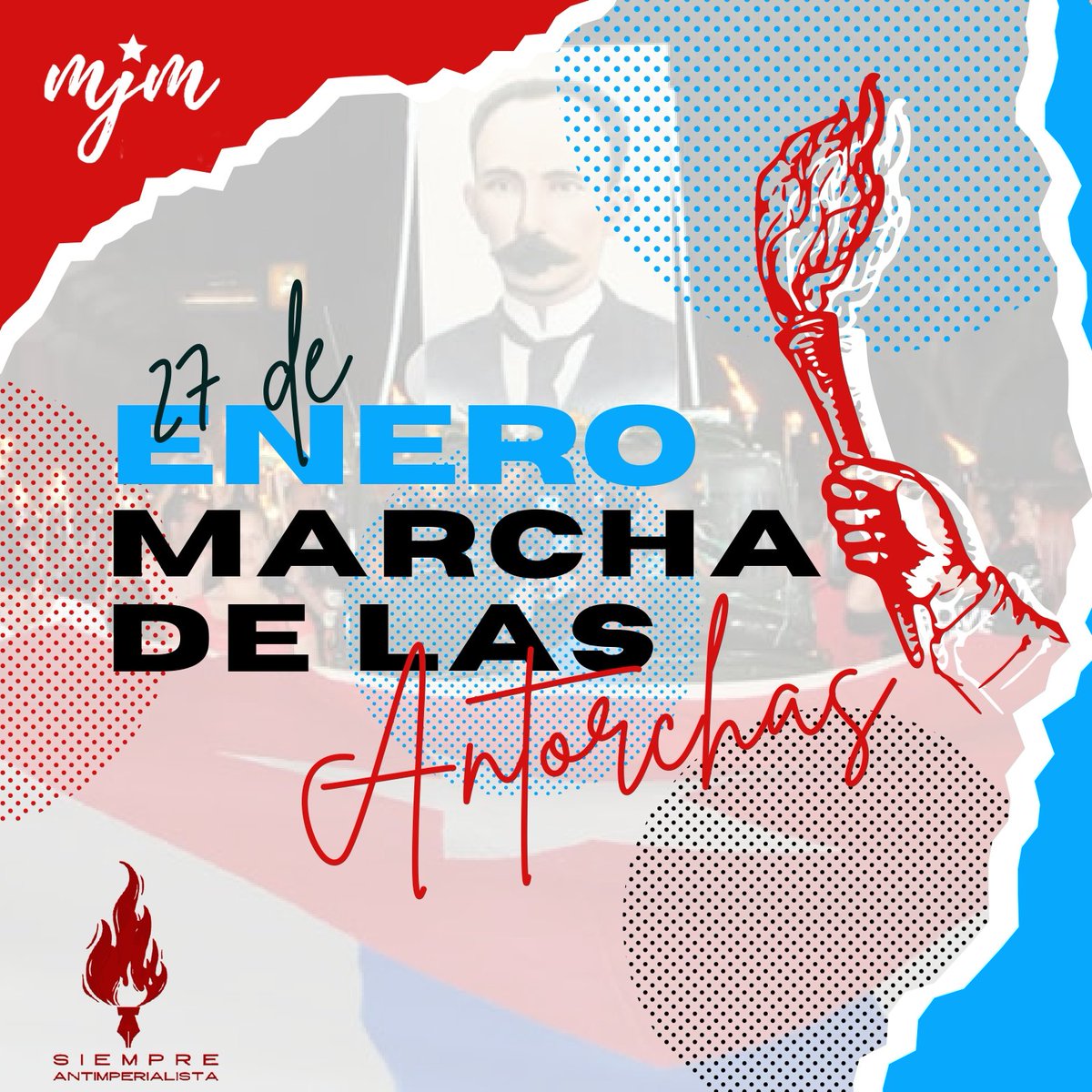 mjm_cuba's tweet photo. 🔥❤️| ¡A la marcha Martianos!

Que brillen nuestras antorchas 🇨🇺 tanto como el eterno legado ⭐️ del más universal de los cubanos. 

.
.
.
#EsaFuerzaQueNosMueve #SiempreJoven #SiempreAntimperialista #CreoEnTiMartí https://t.co/cYmAuMcuPo