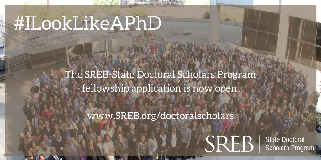 SREB-State Doctoral Scholars Program (@srebdocsch) on Twitter photo The <a href="/SREBDocSch/">SREB-State Doctoral Scholars Program</a> #fellowship application is now open! The goal: more underrepresented #PhD students who seek careers as #faculty on college campuses. Visit our site for eligibility requirements > ow.ly/B4oz50D6wAG #ILookLikeAPhD #highered #facultydiversity The <a href="/SREBDocSch/">SREB-State Doctoral Scholars Program</a> #fellowship application is now open! The goal: more underrepresented #PhD students who seek careers as #faculty on college campuses. Visit our site for eligibility requirements > ow.ly/B4oz50D6wAG #ILookLikeAPhD #highered #facultydiversity