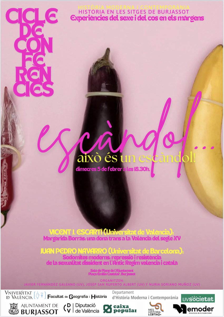 josanru1's tweet photo. 📣Ja podem anunciar la primera conferència d'un cicle que va a ser un "Escàndol!"🔥Anoteu el dia 5 de febrer per anar a Burjassot a escoltar a @ModernoNoSoy i Escartí a parlar de sodomia i identitats diverses entre els segles XV i XVIII, anunciarem tota l'agenda per al 2025 🗓️❤️‍🔥 https://t.co/fj3sOZdMI0