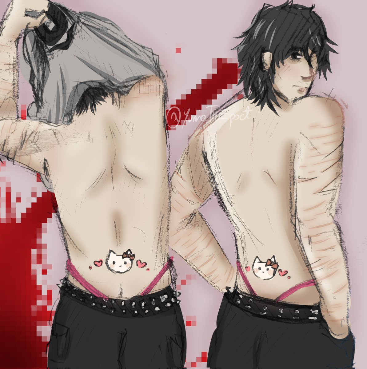 YumeTHEpoet's tweet photo. ‼️TW NUDITY(?), SH SCARS‼️
Simon hello kitty tattoo
#cryoffear #simonhenriksson #simoncof #cof #fanart #hellokitty50th https://t.co/y4z63nzok9