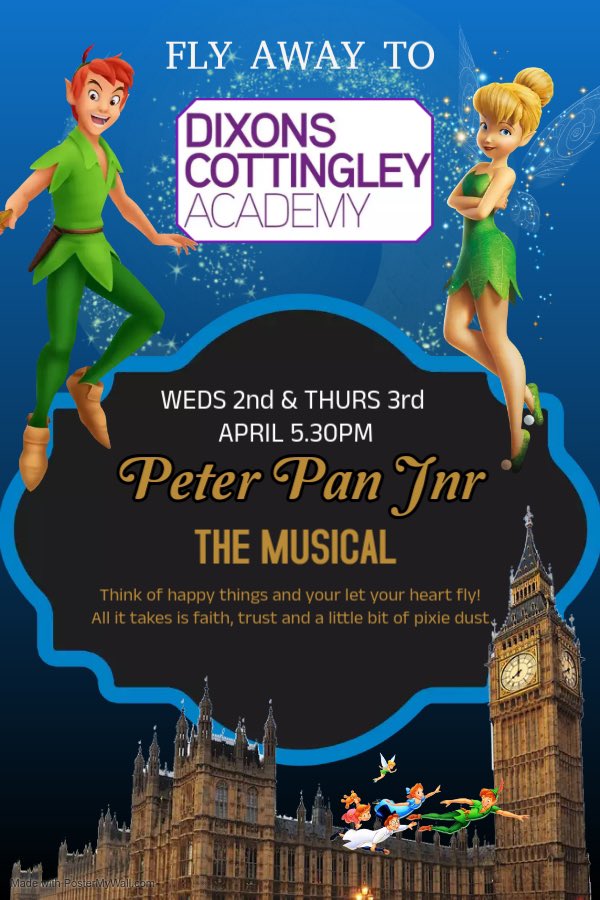 Excitement and fairy dust all around <a href="/Dixons_Co/">Dixons Cottingley Academy</a> today! 64 days until Peter Pan!