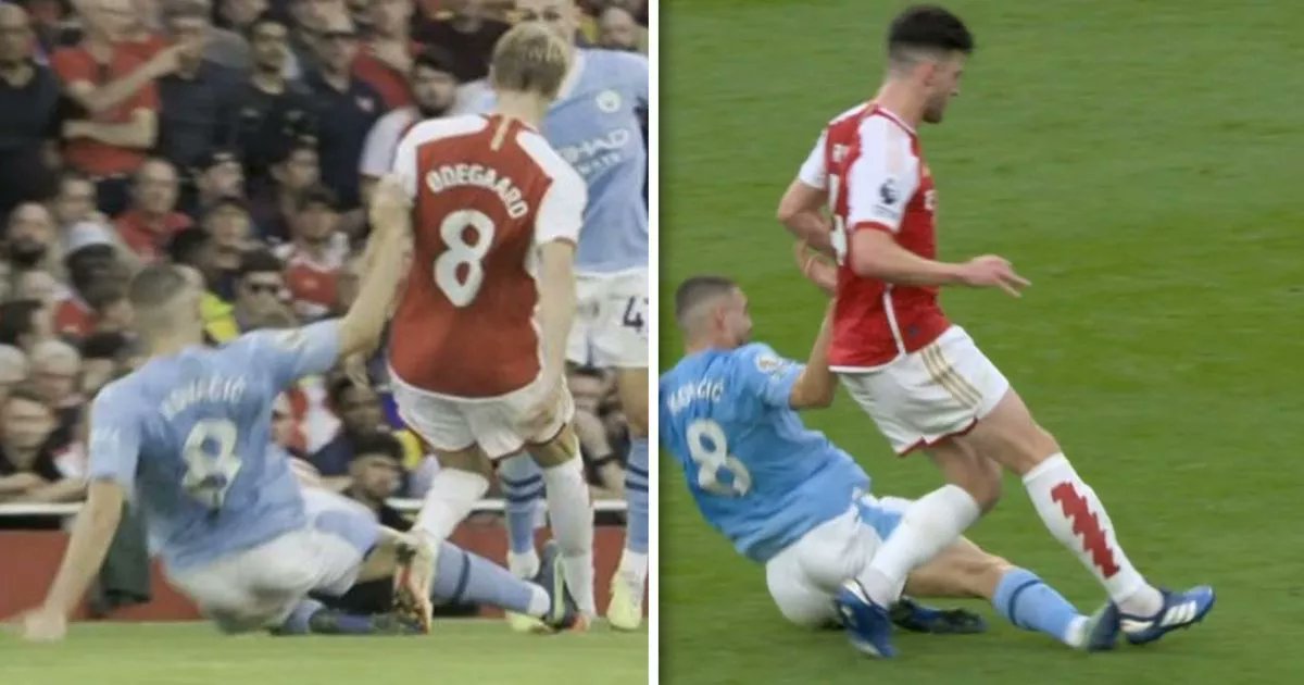 WoodwardM28's tweet photo. @Marcotti I'm not condoning threats on Oliver, but you have to remember he's the same guy that gave a total of one yellow for these two tackles to not "ruin the game." Then gives Arsenal a 2nd yellow for delaying a restart vs Man City this year and then this straight red vs MLS. https://t.co/pOpHW8Nr7u