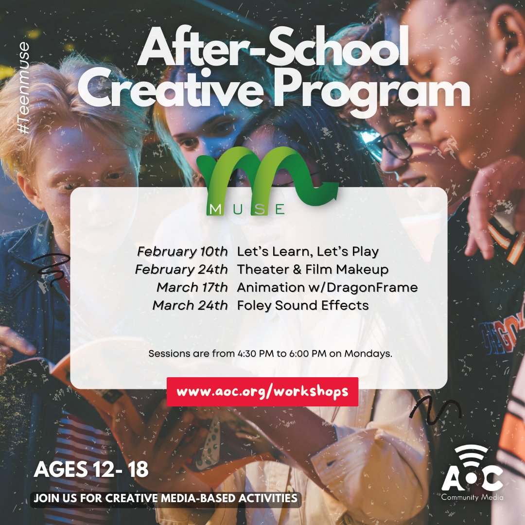 aocinlft's tweet image. 🌟 Spring into creativity with AOC&apos;s Teen Muse workshops! 📅 Dates are out &amp;amp; spots are filling up. Join fellow young creators and unleash your potential!  #CreateWithAOC #TeenMuse

Register now at aocinc.org/muse