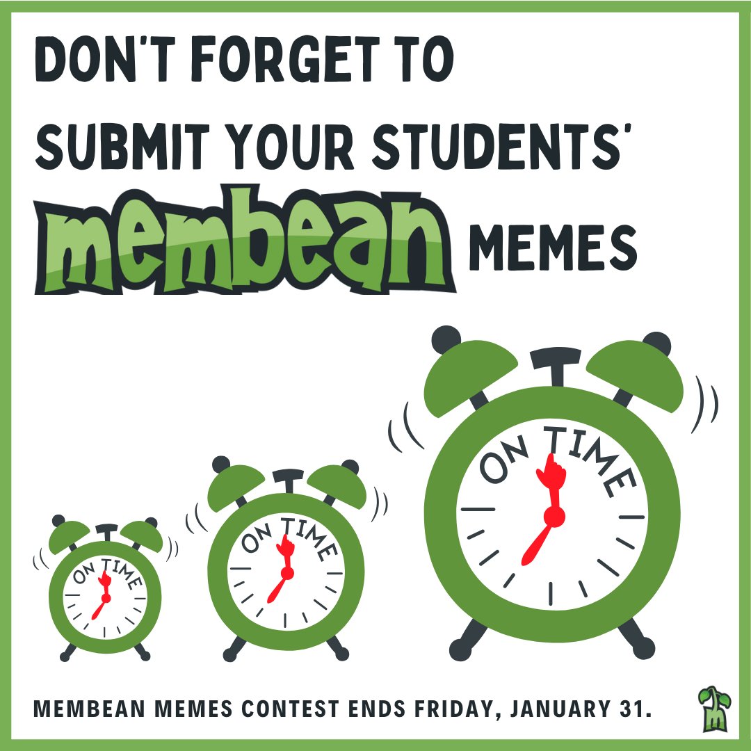 Don't forget! This Friday, January 31, is the last day to submit those student memes! 🎉 

Encourage your students to unleash their creativity for the Membean Meme Contest. 🧠✨ Let's see those clever, vocabulary-inspired masterpieces! 

#MembeanContest #ThatsAMembeanWord