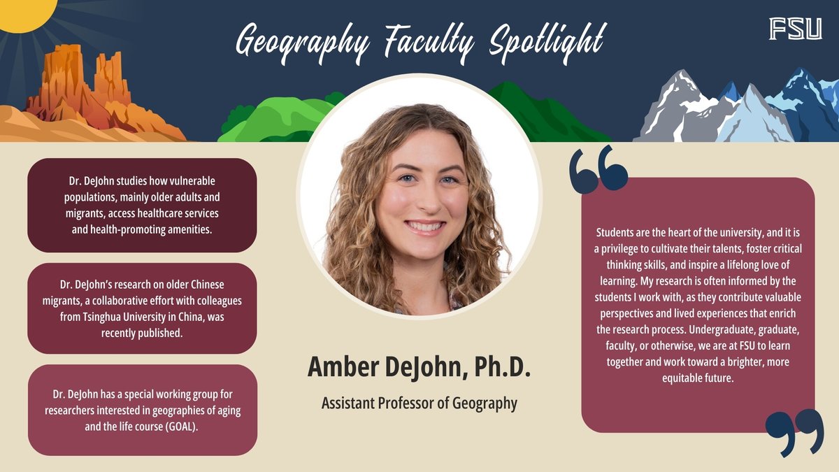 Happy Monday! Today, we're spotlighting Dr. Amber DeJohn again.

For more information about the Department of Geography, visit cosspp.fsu.edu/geography.