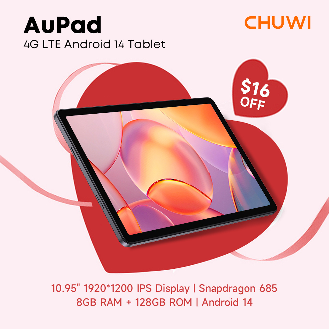 chuwidotcom's tweet photo. 💘 Valentine's Day Sale: $16 OFF AuPad 4G LTE & Wi-Fi Tablet!
💥 Hurry! Offer ends Feb 13, 2025 PST
✨ 10.95" Display | Snapdragon 685 | 8GB RAM | 128GB ROM UFS2.2 | Android 14 | 13MP+5MP Camera
🛒 https://t.co/nEQfMViSSw
#CHUWI #AuPad #ValentinesDaySale #Tablet #AndroidTablet https://t.co/YzHRkjpE3v