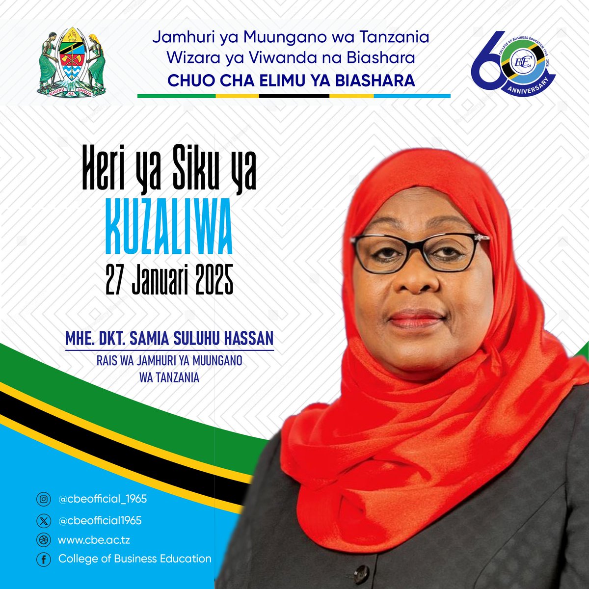 Heri ya Siku ya Kuzaliwa
Mhe. Dkt. Samia Suluhu Hassan
Rais wa Jamhuri ya Muungano wa Tanzania