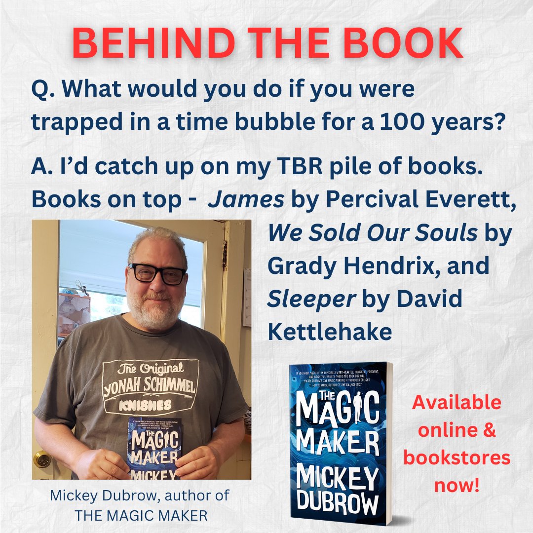 For our latest Behind the Book series, we asked Mickey Dubrow, author of THE MAGIC MAKER, an important question. Check out the question and answer in the graphic below!

#BehindTheBook #TheMagicMaker #AuthorSpotlight #MagicalRealism #TimeTravelFiction #BookLovers