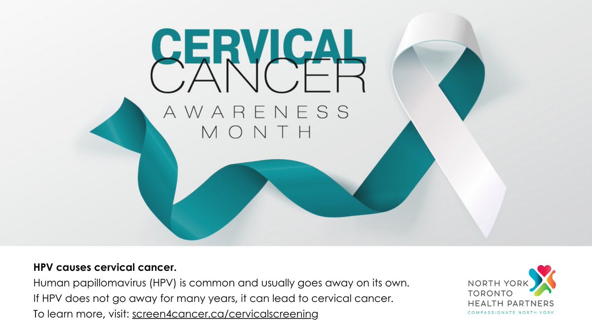 #DYK that #HPV can cause cervical cancer? Human papillomavirus (HPV) is common and can go away on its own, but if it does not go away for many years it can lead to cervical cancer.

To learn more, visit screen4cancer.ca/cervicalscreen…… #CervicalCancerAwarenessMonth #CancerScreening