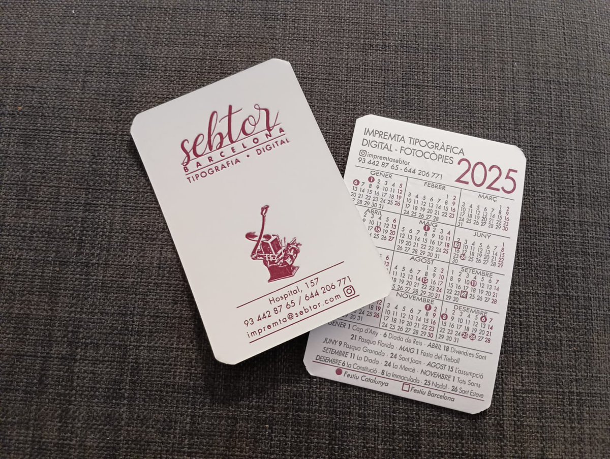 LordRummick's tweet image. i pel 2025 torno a explicar-vos que a IMPREMTA SEBTOR us regalem un calendari de butxaca amb els festius de la ciutat de Barcelona.

Esperem que us agradi.

#calendaris2025 #impremtaSebtor