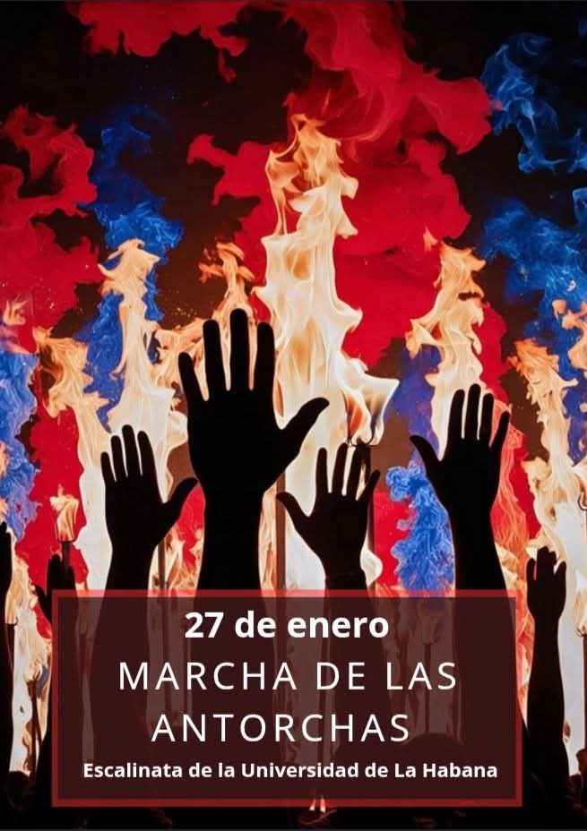 Como hace 72 años, este 27 de enero se iluminará toda #Cuba🇨🇺 Honraremos a la Generación del Centenario, que encabezada por #FidelPorSiempre, nos regaló una hermosa tradición: la Marcha de las Antorchas.

Nos vemos en la escalinata de la Universidad de La Habana