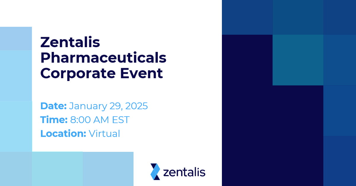ZentalisP's tweet photo. REMINDER: We are hosting a virtual corporate presentation this Wednesday at 8:00AM EST!

Tune in for updated azenosertib clinical data as well as insights into our regulatory and development plans. A recording will also be available following the event.

https://t.co/59s9PHJPfx https://t.co/dM6FV805Nc
