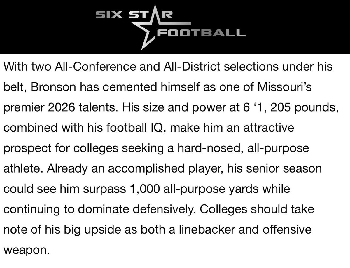 Tyson Bronson (@tysonbronson) on Twitter photo Thanks <a href="/sixstarfootball/">Six Star Football | PLUS+</a> for the article #JOBNOTFINISHED‼️ <a href="/GSV_STL/">Gateway Sports Venue</a> <a href="/kgroves20/">Kollin Groves</a> <a href="/OFHSfootball/">Eagles Football</a> <a href="/JPRockMO/">JP Rock</a> <a href="/PrepRedzoneMO/">Prep Redzone Missouri</a> <a href="/Dawavykoach/">Coach Wright</a> <a href="/CoachLawsonLU/">Lane Lawson</a> Thanks <a href="/sixstarfootball/">Six Star Football | PLUS+</a> for the article #JOBNOTFINISHED‼️ <a href="/GSV_STL/">Gateway Sports Venue</a> <a href="/kgroves20/">Kollin Groves</a> <a href="/OFHSfootball/">Eagles Football</a> <a href="/JPRockMO/">JP Rock</a> <a href="/PrepRedzoneMO/">Prep Redzone Missouri</a> <a href="/Dawavykoach/">Coach Wright</a> <a href="/CoachLawsonLU/">Lane Lawson</a>