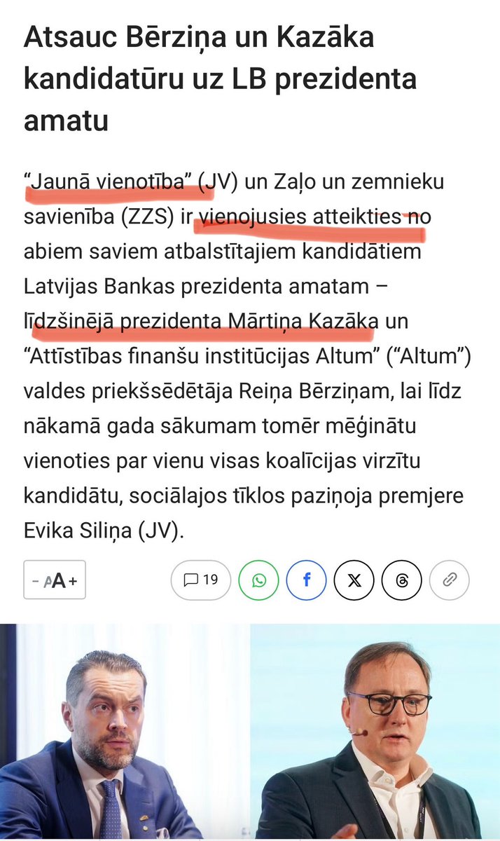 RamonaPETR's tweet image. JV nonivelējuši Latvijas  Bankas prezidenta prestižo un atbildīgo amatu līdz pīļu dīķa līmenim. 
Kā niķīgi bērni smilšu kastē- gribu, negribu, atkal gribu. 

Decembra sākumā Jaunā Vienotība Latvijas Bankas prezidenta amatam uz atkārtotu termiņu virza Mārtiņu Kazāku.

Pēc 10…