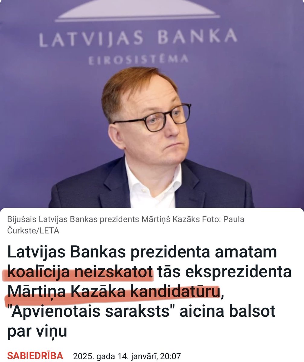 RamonaPETR's tweet image. JV nonivelējuši Latvijas  Bankas prezidenta prestižo un atbildīgo amatu līdz pīļu dīķa līmenim. 
Kā niķīgi bērni smilšu kastē- gribu, negribu, atkal gribu. 

Decembra sākumā Jaunā Vienotība Latvijas Bankas prezidenta amatam uz atkārtotu termiņu virza Mārtiņu Kazāku.

Pēc 10…