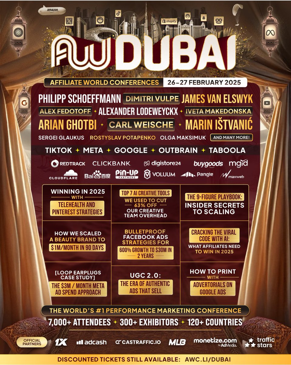 [ROLL CALL] Heading to Affiliate World Dubai 2025? Let’s hear it! 🙌

Join 7,000+ powerhouse affiliates, advertisers, networks, and ecom pros for 2 unmissable days of networking and masterclasses.

🔥 Dive into game-changing tracks like:
• AI-Powered Marketing &amp; Advertising
•