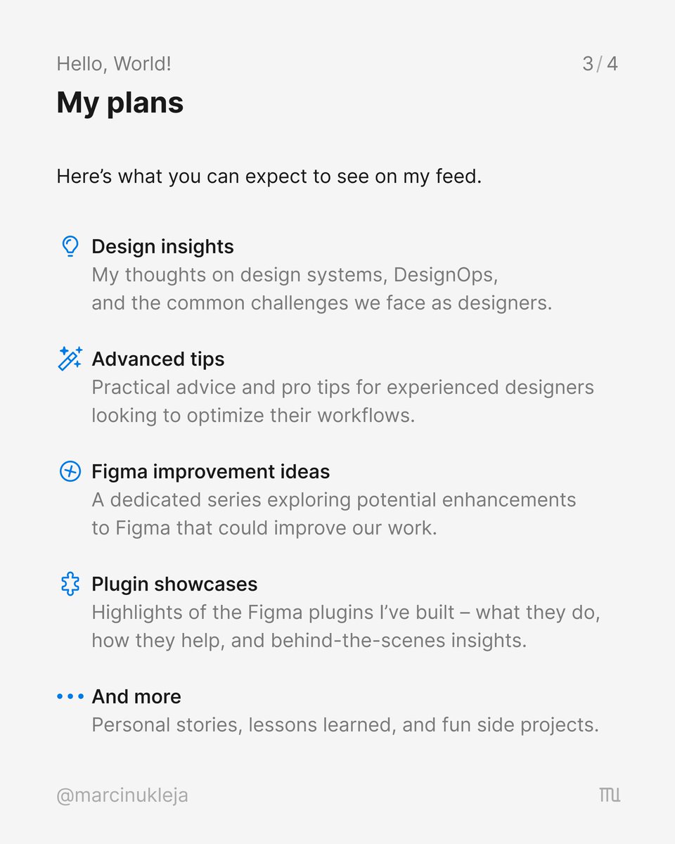 marcinukleja's tweet photo. 👋 Hello, World!

🤓 If we haven't met yet – I’m Marcin Ukleja. I’m a product designer, developer, educator, and consultant.

🐾 Soon, on my feed, you’ll find:
• Design insights
• Advanced tips
• @figma improvement ideas
• Plugin showcases
• And more…

🔗 Let’s connect! https://t.co/xb632EvDkC