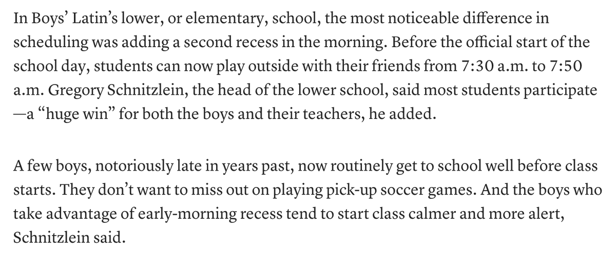 A boys' school makes boy-friendly changes and gets great results! Some are as simple as opening the playground for 20 minutes before school starts. 

They drew on <a href="/LetGrowOrg/">Let Grow</a> for our "play club" program

edweek.org/leadership/wha…